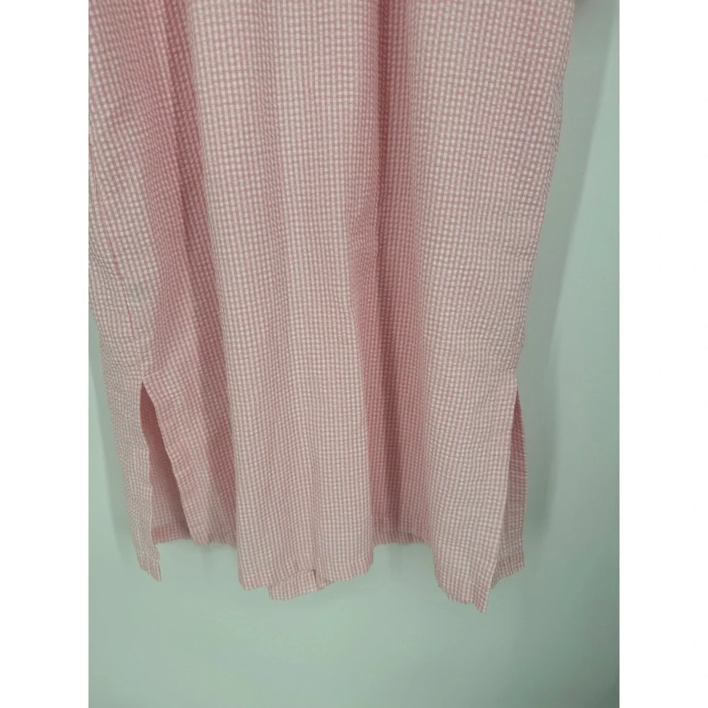 Miss Elaine Womens Nightgown 1X Gingham Smocked Embroidered Housecoat Duster